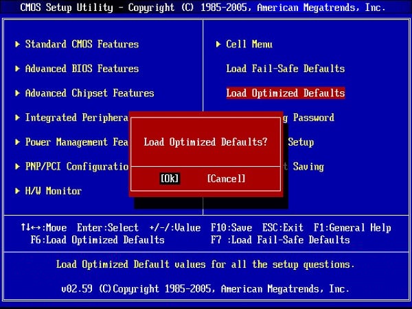 Выбираем "Optimized defaults" в БИОС